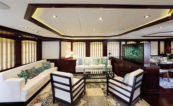 Main Salon- Custom 100 foot Expedition Yacht Samsara for Sale